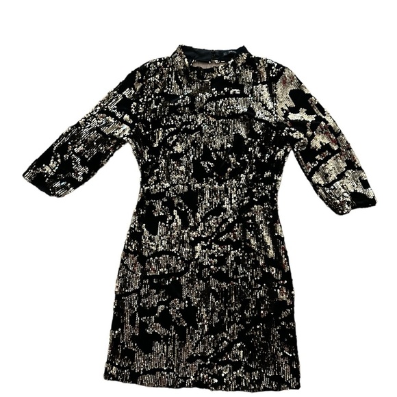 Zara Dresses & Skirts - Zara Sequin and Velvet Mini Dress Open Back
